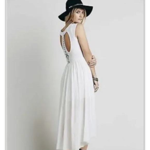 Free People Gauze Knit Embroidered Maxi Boho Dress - Picture 2 of 6